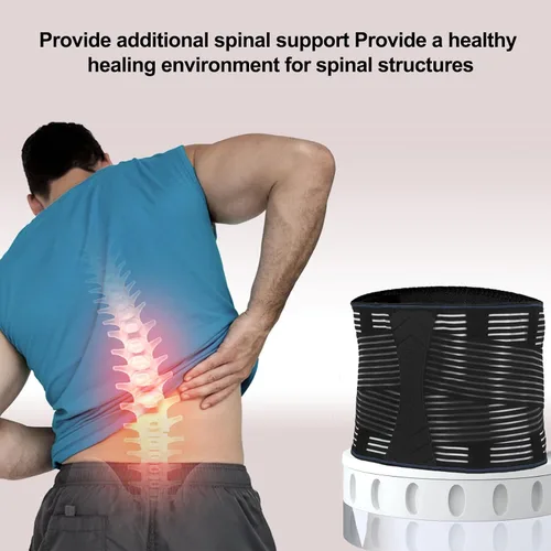 Vista 2 de Soporte de espalda para dolor de espalda baja, soporte lumbar, alivio del dolor de espalda, hernia de disco, ciática, cinturón de apoyo de espalda