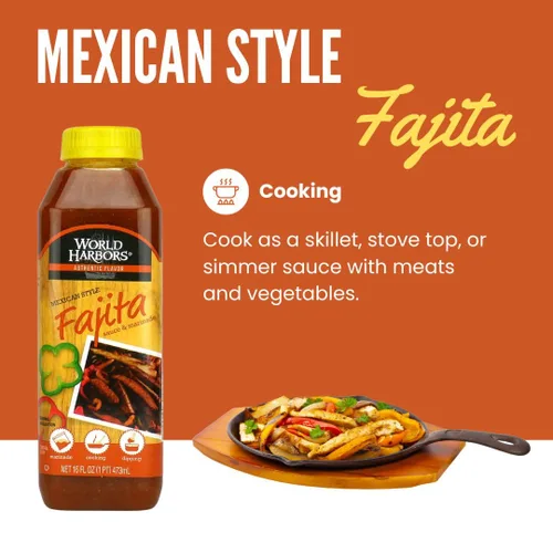 Vista 5 de World Harbors Marinada de fajita de estilo mexicano Puros Sabores Mexicanos Perfecto para carne de fajita, pollo fajita y verduras de fajita. El