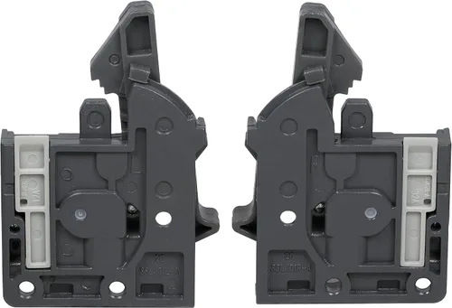 Vista 2 de Par de dispositivos DTC de bloqueo frontal de plástico para cajones empotrados, color gris con tornillos incluidos
