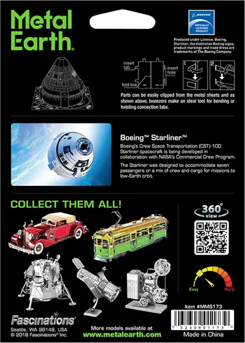 Vista 2 de Metal Earth Boeing CST-100 Starliner 3D Kit de modelo de metal con pinzas Fascinaciones
