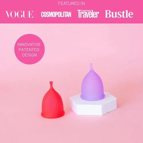 Vista 2 de Copa menstrual de Pixie - Sin metales ni toxinas - Clasificada como la más suave y reutilizable - Uso de 12 horas - 100% de silicona de grado médico