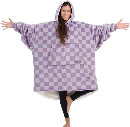 Vista 19 de THE COMFY Original - Manta de forro polar de microfibra con forro sherpa, diseño de gran tamaño con capucha y bolsillo de Shark Tank