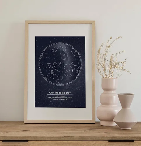 Vista 4 de Tablas de constelación de mapas estelares personalizados, póster personalizado con fecha de nombre de mapa de estrellas, regalo de cumpleaños