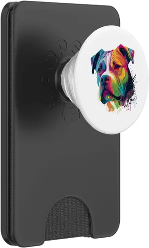 Vista 8 de Colorido Bulldog americano American Bully para hombres y mujeres, PopSockets intercambiables PopGrip