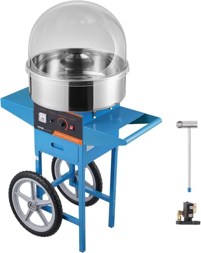 Vista 20 de VEVOR - Máquina eléctrica para hacer algodón de azúcar con carro, máquina comercial para hacer caramelo de 1000W con tazón de acero inoxidable