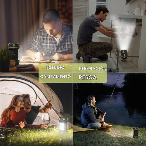 Vista 7 de Linterna de campamento recargable, linterna LED de campamento con 1200 lúmenes, alimentación por batería con capacidad de 4800, luz de campamento