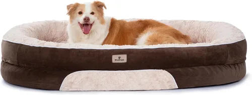 Vista 9 de Cama Sofá Ortopédica para Perros de Tamaño Grande con Soporte de Espuma de Huevo, Cojines Reforzados de Cuatro Lados, Tela Suave Resistente al