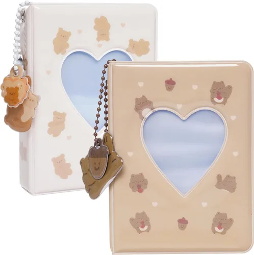Vista 11 de Carpeta de tarjetas fotográficas de 2 piezas, mini álbum de fotos Kpop, carpeta Kpop Love Heart Hollow de 3 pulgadas, soporte para mini libro