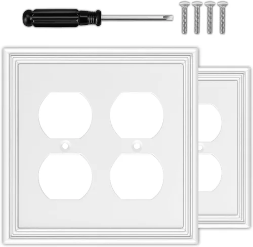 Vista 17 de Cubiertas Decorativas Blancas para Interruptores de Luz Combinados, Placa de Pared, Material Natural, Cubiertas de Salida de Placa de Interruptor