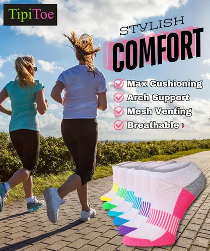 Vista 4 de Tipi Toe Women’s 12 Pack Cushioned Low Cut Socks – Breathable, Moisture-Wicking Athletic Comfort for Running & Daily Wear