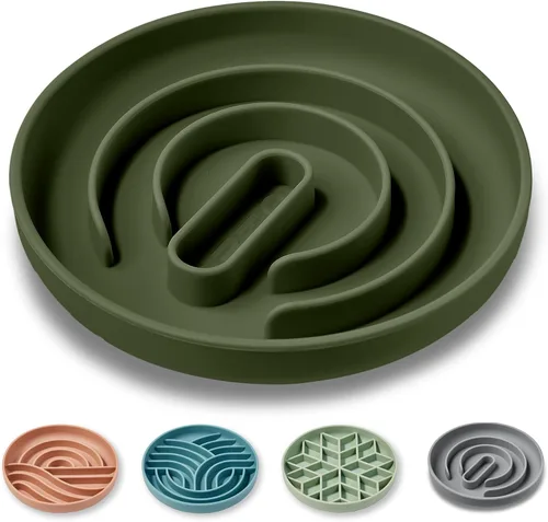 Vista 11 de OHMO Slow Feeder Dog Bowl, 5.9" Lick Mat for Dogs, Diamond, Camo Green verde (camo green)