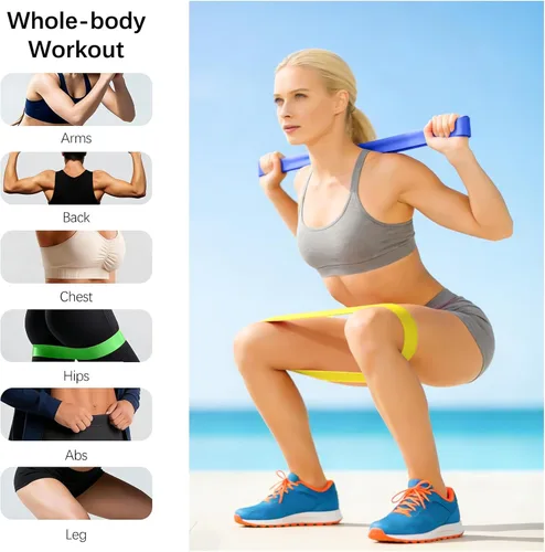 Vista 5 de Bandas de resistencia para entrenamiento, bandas de resistencia para entrenamiento en casa, estiramiento, entrenamiento de fuerza, terapia física