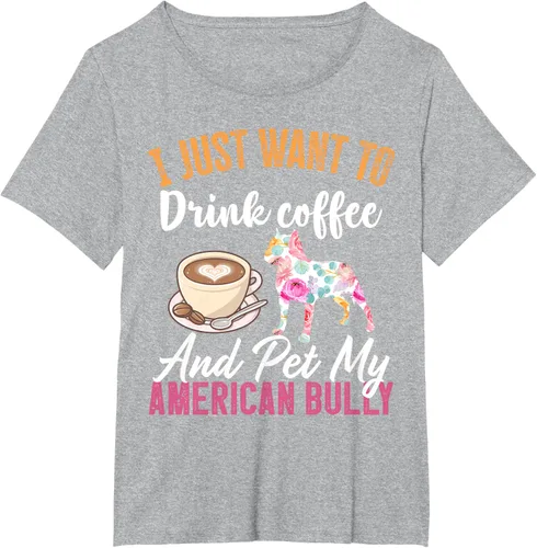 Vista 15 de I Just Want to Drink Coffee and Pet My American Bully Camiseta, Negro, S