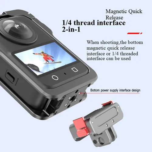 Vista 2 de OSMO 360 - Funda de aluminio de liberación rápida con marco de metal con tapa de lente de silicona Protector de pantalla para DJI OSMO 360 Kit