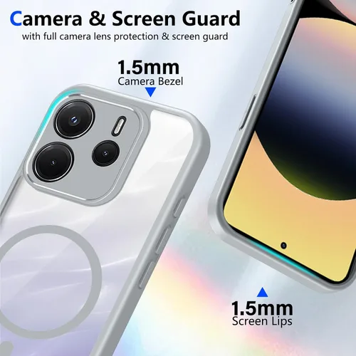 Vista 259 de Funda magnética transparente compatible con Xiaomi 17T, color negro 2 en 1 PC + TPU cubierta de teléfono a prueba de golpes, carcasa protectora