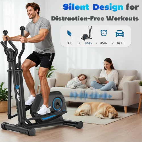 Vista 3 de Elliptical Exercise Machine, 16-Level Magnetic Resistance Elliptical Machine for Home Trainer with Hyper-Quiet Drive, 15.5IN Stride, LCD Monitor &