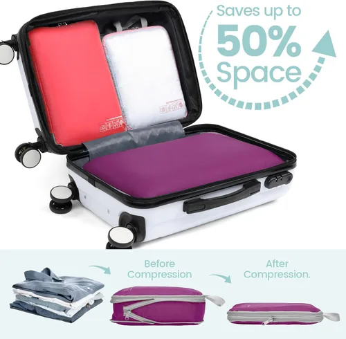 Vista 3 de Cambond Compression Packing Cubes for Travel - Expandable Mesh Luggage Organizers Compression Packing Cubes for Carry on Suitcases Travel Essentials