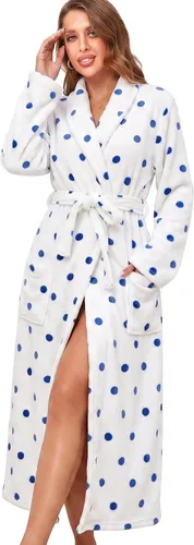Vista 14 de RONGTAI - Bata de baño de felpa para mujer, batas largas y cálidas de felpa para damas, bata de noche de felpa, ropa para dormir Negro