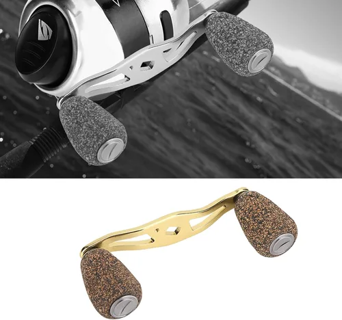 Vista 4 de RiToEasysports Mango de carrete de pesca, mango de carrete de pesca, perilla de madera, marco de fibra de carbono con accesorios, piezas de repuesto