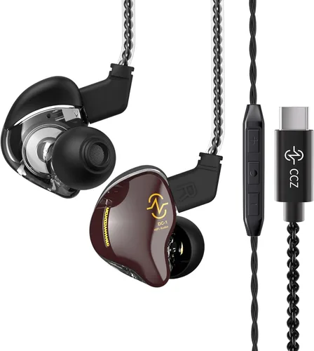 Vista 9 de Auriculares CCZ USB C Intrauriculares Monitor con Cable Tipo C con Micrófono, 1DD HiFi Bajo Inmersivo, para Samsung S23 FE S22/ iPhone 15 Negro