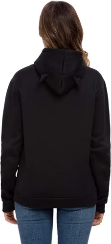 Vista 6 de Sudadera con capucha sin botones para mujer, diseño de gato con orejas de gato