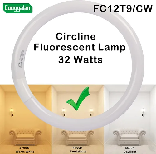 Vista 5 de FC12T9/CW - Bombillas circulares blancas frías de 32 W, 12 pulgadas redondas T9 32 vatios FC12T9/841 4100K Bombilla fluorescente circular, bombilla