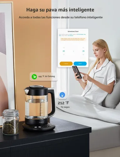 Vista 6 de GoveeLife - Hervidor Eléctrico Inteligente con Infusor de Té para Hojas Sueltas, Hervidor Eléctrico de Té de 1.7 L con Programa de Infusión, Control