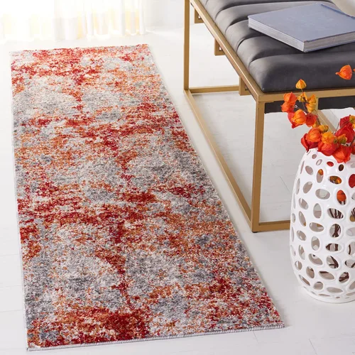 Vista 6 de SAFAVIEH Aston Collection - Alfombra decorativa, 2 x 5 pies, gris claro y gris, diseño abstracto moderno, no desprende pelusa y de fácil cuidado