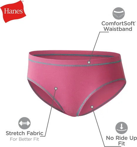 Vista 2 de Hanes Ultimate - Ropa interior para niña, bragas elásticas de algodón, calzones, bikinis e hipsters, paquete de 5