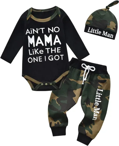 Vista 7 de Kulcerry Conjunto de 3 piezas de ropa de bebé niño de manga larga + pantalones + sombrero
