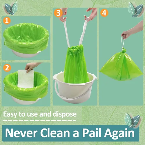 Vista 5 de Bolsas desechables para cómoda de mesita de noche con almohadilla súper absorbente, paquete de 50 bolsas desechables, ajuste universal para todas