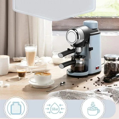 Vista 4 de Máquina de café, máquinas de expreso, cafetera de espresso de 5 bares, cafetera automática de capuchino con varita espumadora de leche, perfecta