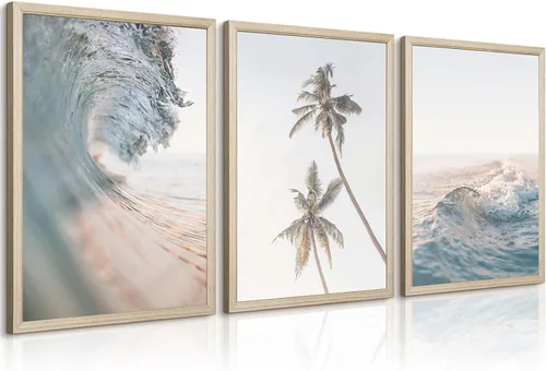Vista 10 de Arte de pared de playa, impresiones bohemias, lienzo costero, decoración de pared, imágenes de playa, hierba de pampas, océano, póster de plantas