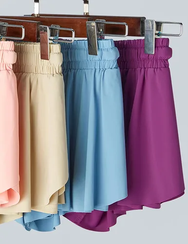 Vista 2 de Paquete de 3 pantalones cortos fluidos para niñas con forro de elastano, 2 en 1, faldas de mariposa para jóvenes, para fitness, correr, deportes