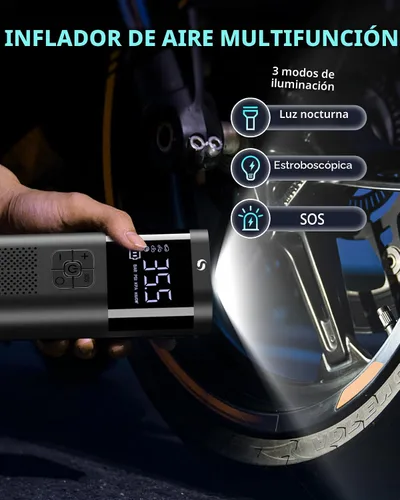 Vista 5 de Compresor de aire portátil del inflador del neumático, inflador