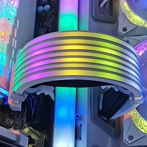 Vista 7 de Zunate Cable de GPU ARGB con funda de fuente de alimentación, kit de extensión ATX RGB de 24 pines, cable PSU sincronizado de 5 V y 3 pines