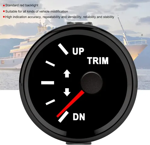 Vista 6 de Medidor de ajuste de barco medidor de equilibrio IP67 con retroiluminación roja de 2.047 in para barco, yate marino (esfera negra, cubierta negra)