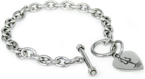 Vista 66 de Pulsera y Collar con Dijes de Símbolos de Corazón de Acero Inoxidable Solo pulsera de plata