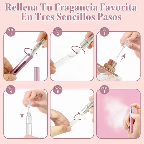 Vista 4 de YOCASII 4 botellas de perfume atomizadoras recargables para viajes, mini botella de spray de colonia, botella de viaje, mini botella de perfume