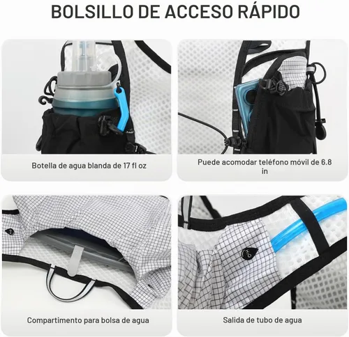 Vista 7 de IX INOXTO Running Vest Hydration Backpack, Lightweight Running Backpack Gris