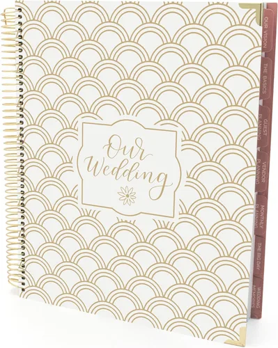 Vista 10 de bloom daily planners Planificador y organizador de tapa dura para el día de la boda (sin fecha), 9 x 11 pulgadas, diseño floral dorado