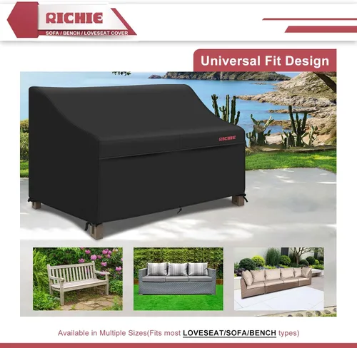 Vista 6 de RICHIE Funda Impermeable de Servicio Pesado para Sofá de Patio de 3 Plazas - Fundas para Muebles de Exterior para Sofá de Dos Plazas/Sofá