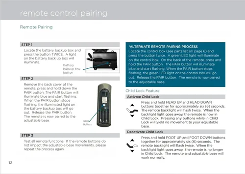 Vista 2 de RF258C 77391 - Mando a distancia de repuesto compatible con cama ajustable Serta Motion Perfect II y III