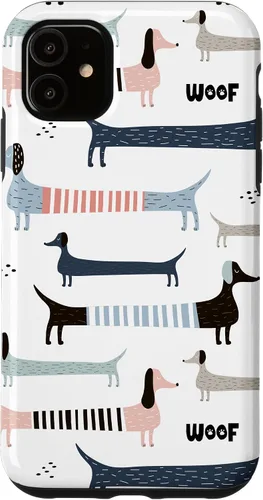 Vista 8 de Dachshund Weenie Weiner Dog - Carcasa para iPhone 17, diseño azul, rosa y blanco