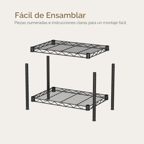 Vista 8 de Golpart Estantería pequeña de 2 niveles de alambre de almacenamiento, estante de metal, organizadores ajustables, estantes de almacenamiento