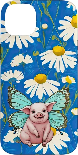 Vista 15 de Adorable Pig Piglet with Butterfly Wings Daisy Flower Sweet Case for iPhone 17