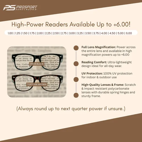 Vista 3 de proSPORT Gafas de lectura inspiradas retro vintage para hombres y mujeres, con alta ampliación disponible