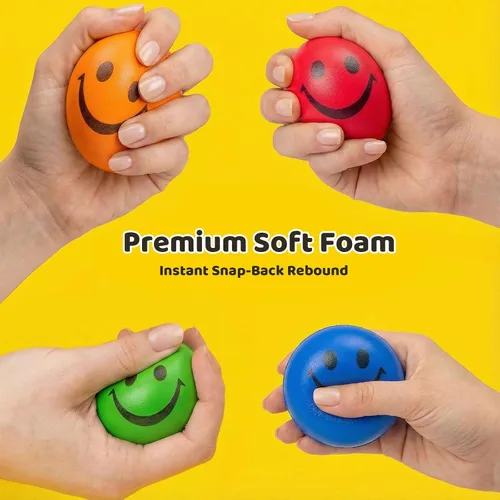 Vista 2 de LovesTown 20 bolas antiestrés para niños, juguetes para apretar, sonrientes, elásticos, para niños y adultos, regalos para compañeros de trabajo