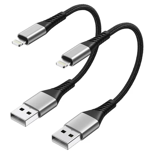 Vista 10 de Umefly Cable de carga corto para iPhone de 1 pie, paquete de 2 cables USB a Lightning para automóvil, cable de carga de iPhone de 1 pie para iPhone