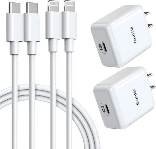 Vista 9 de Quntis - Cargador rápido para iPhone, certificado por MFi - 18W USB C con cable cargador de pared de alimentación de corriente de 6 pies de cable